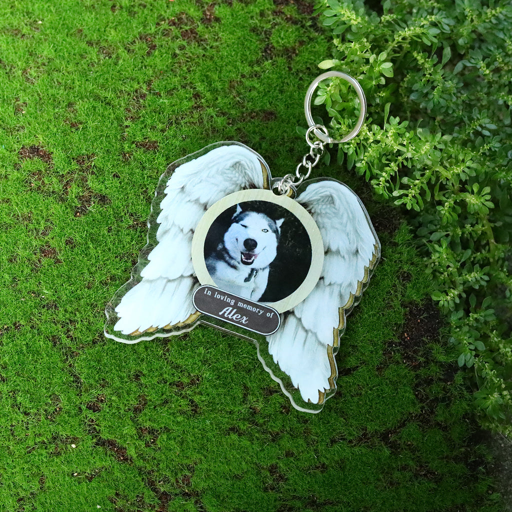 Custom Name and Photo Wing Shaped Keychain