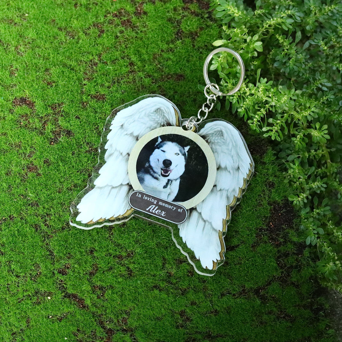 Custom Name and Photo Wing Shaped Keychain