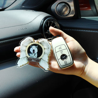 Custom Name and Photo Wing Shaped Keychain