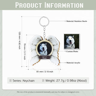 Custom Name and Photo Wing Shaped Keychain