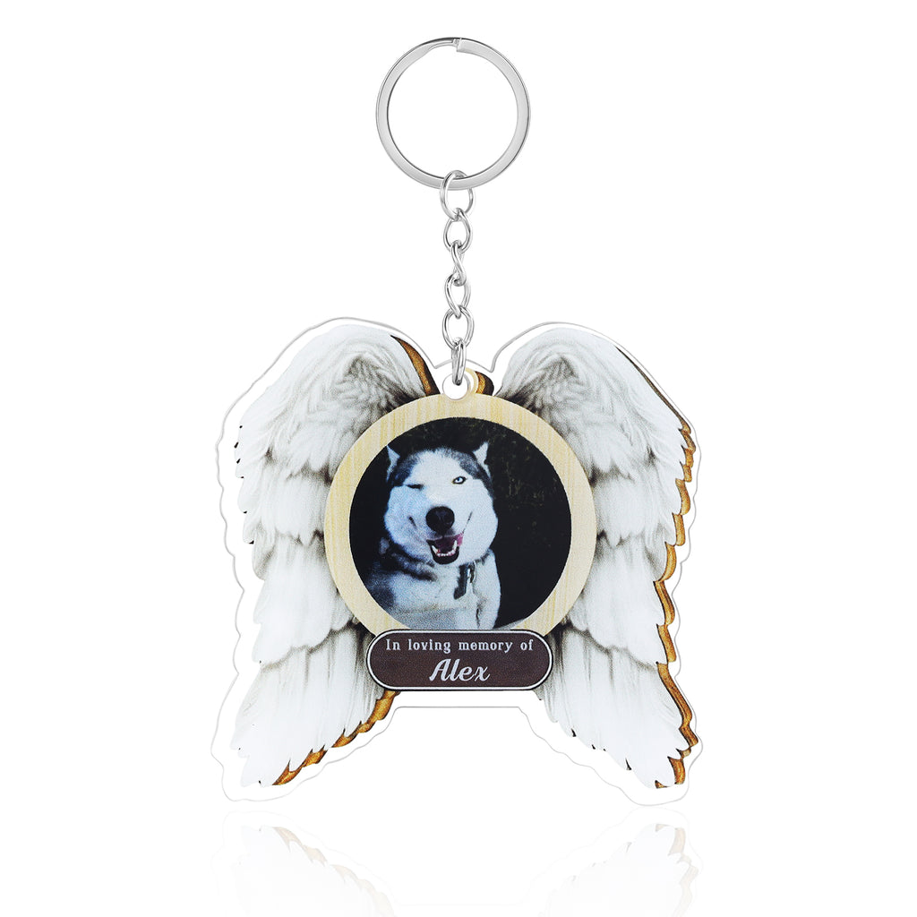 Custom Name and Photo Wing Shaped Keychain