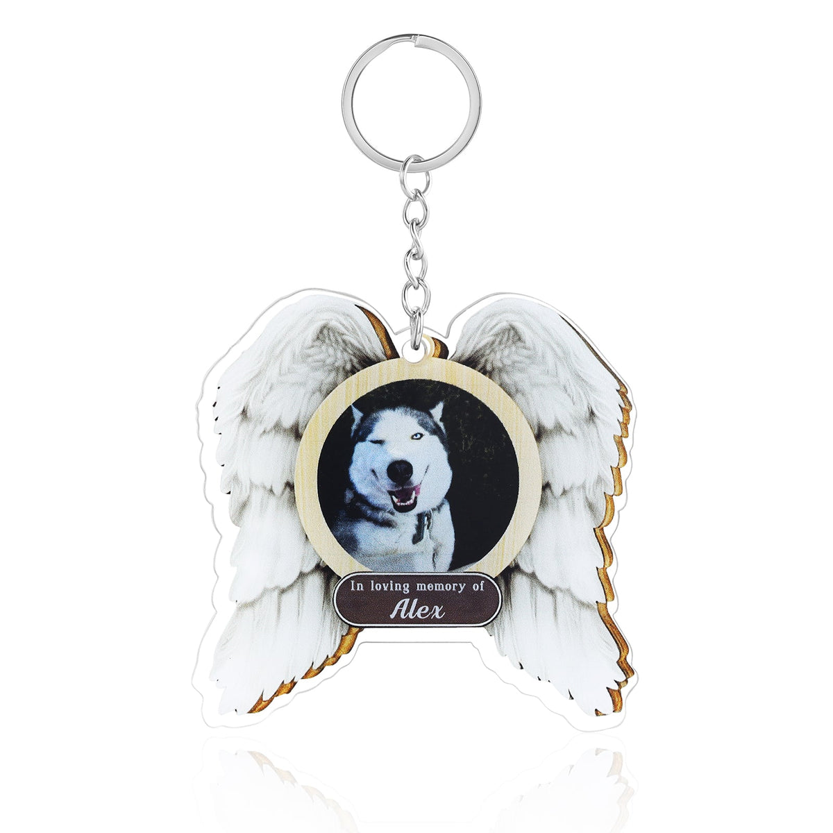 Custom Name and Photo Wing Shaped Keychain