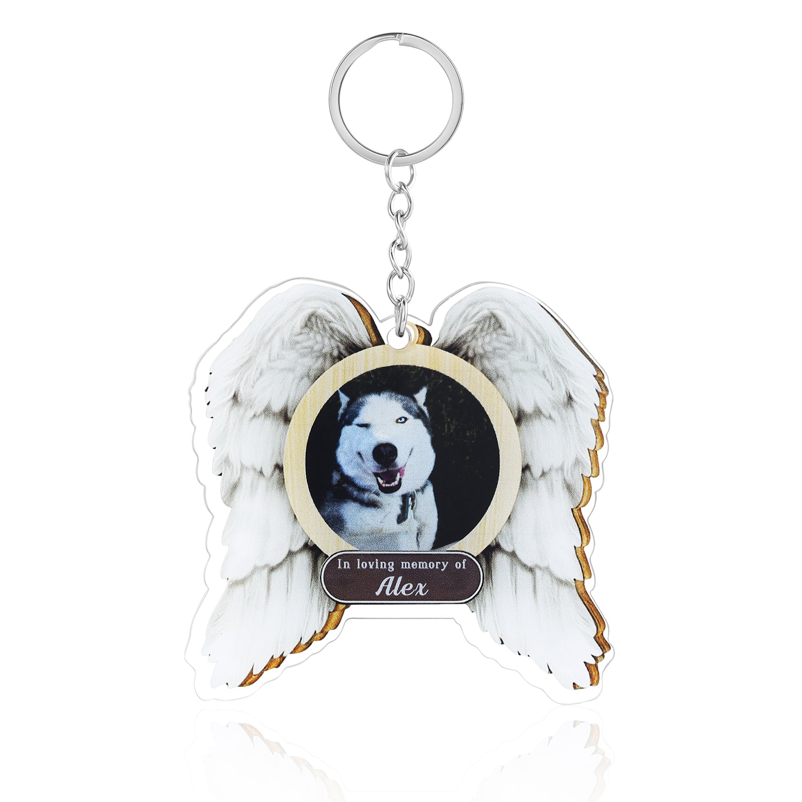 Custom Name and Photo Wing Shaped Keychain
