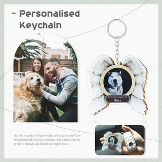Custom Name and Photo Wing Shaped Keychain