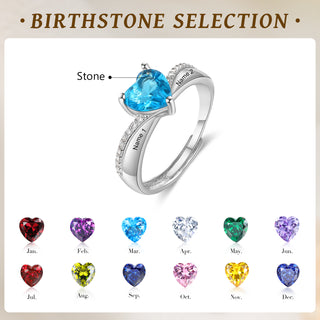 Custom Birthstone Heart Ring