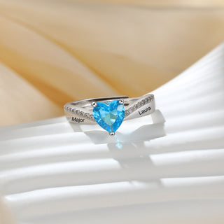 Custom Birthstone Heart Ring