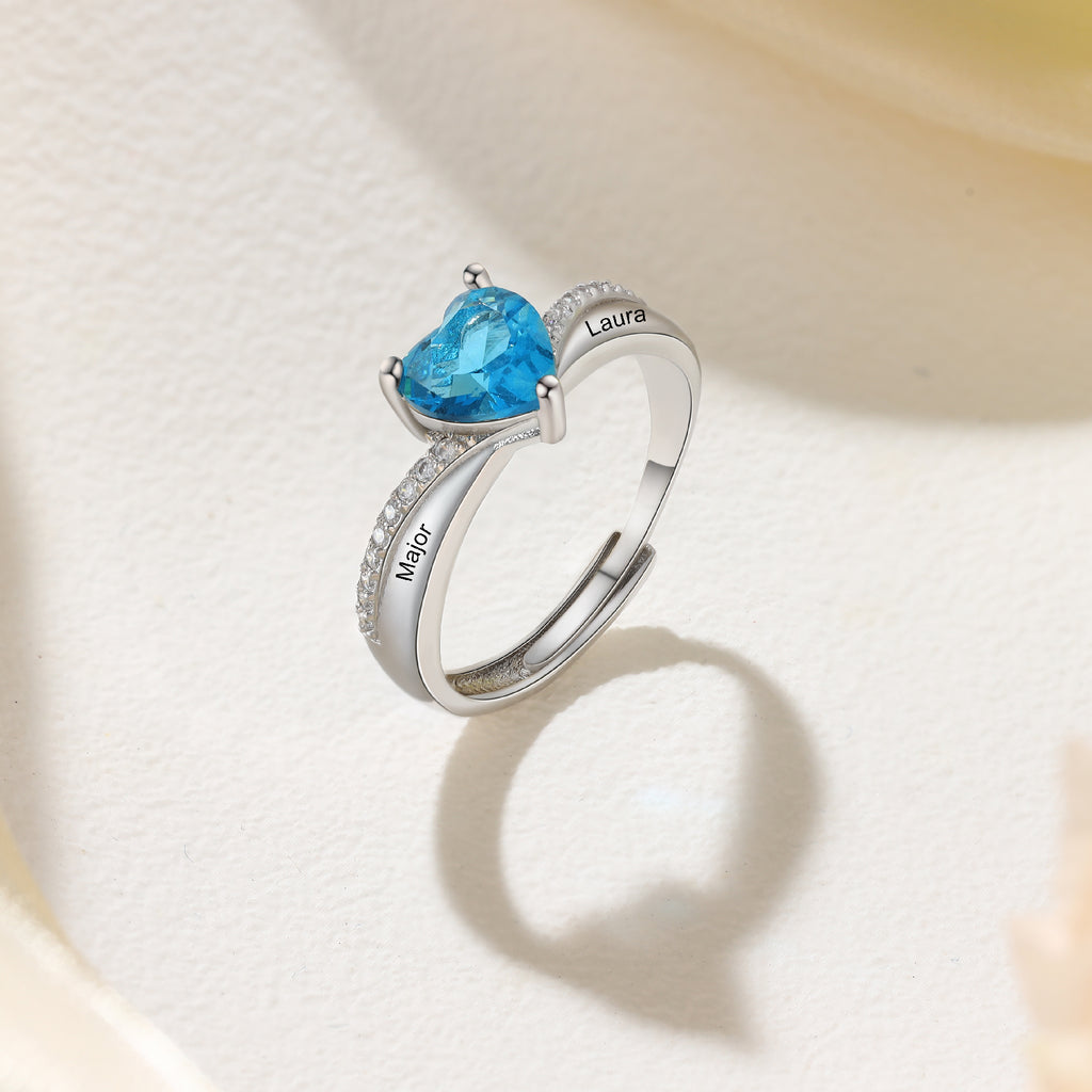 Custom Birthstone Heart Ring