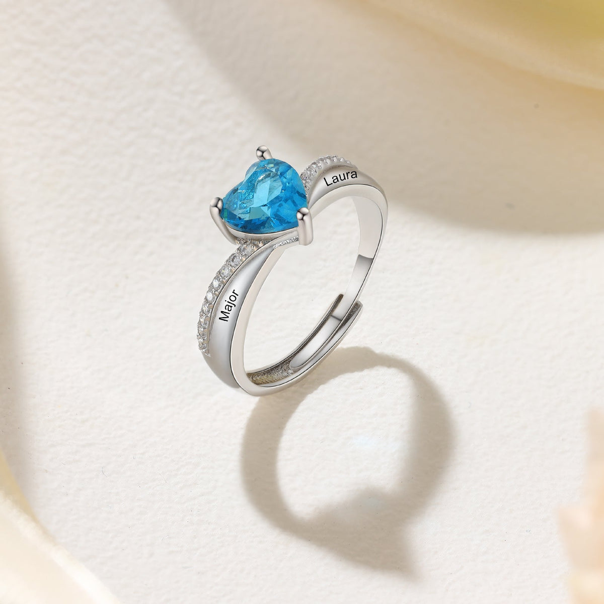 Custom Birthstone Heart Ring