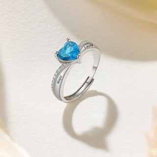 Custom Birthstone Heart Ring