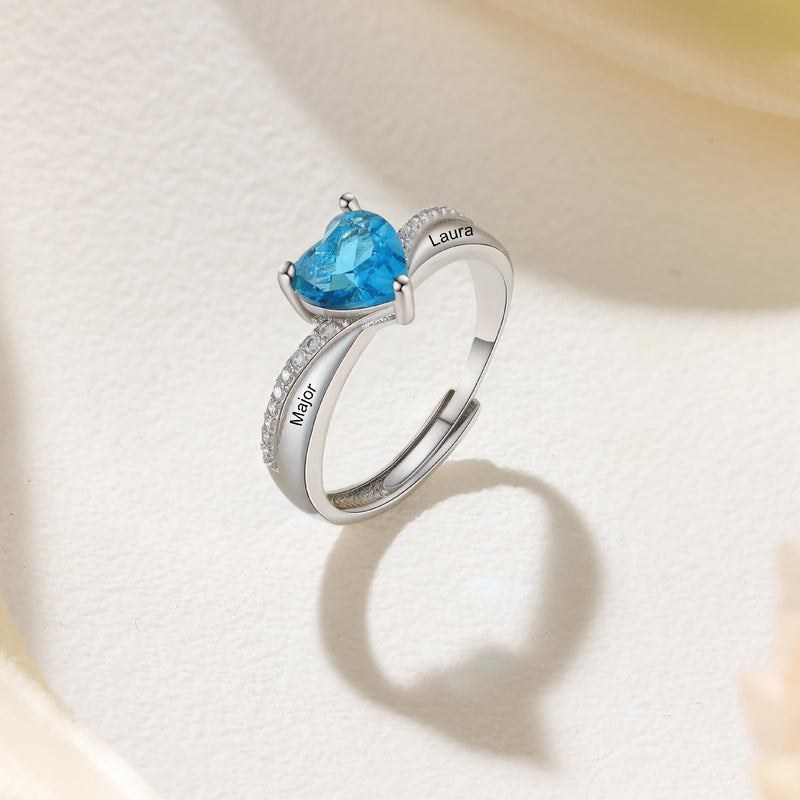 Custom Birthstone Heart Ring