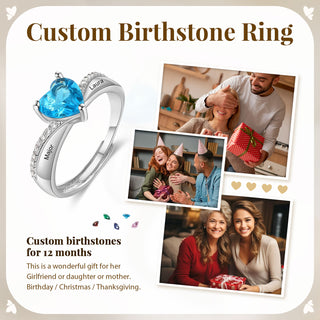 Custom Birthstone Heart Ring