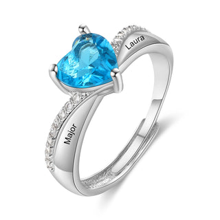 Custom Birthstone Heart Ring