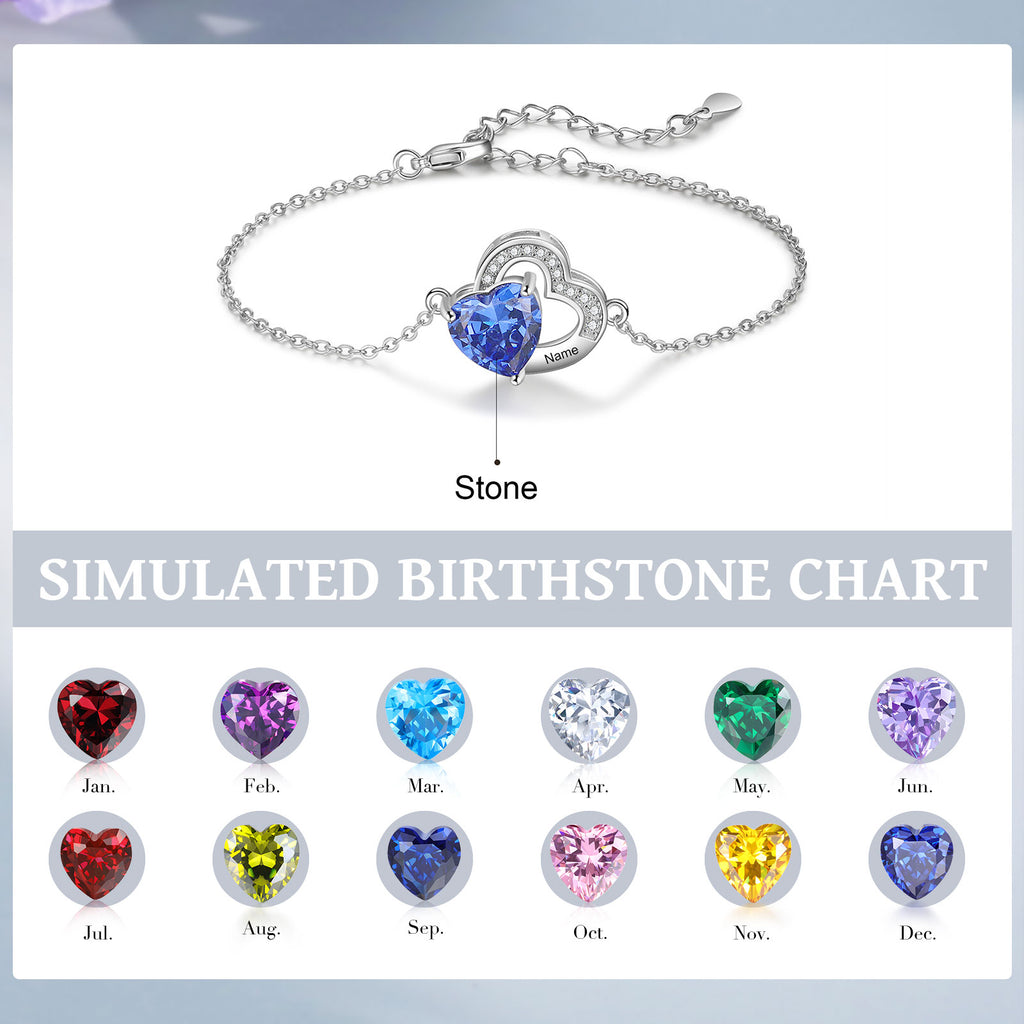 Custom Birthstone Heart Bracelet