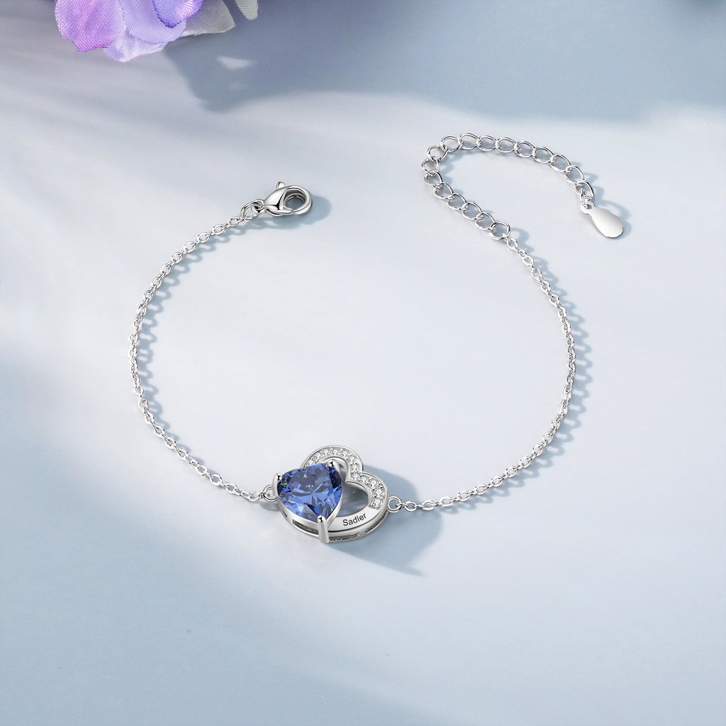 Custom Birthstone Heart Bracelet