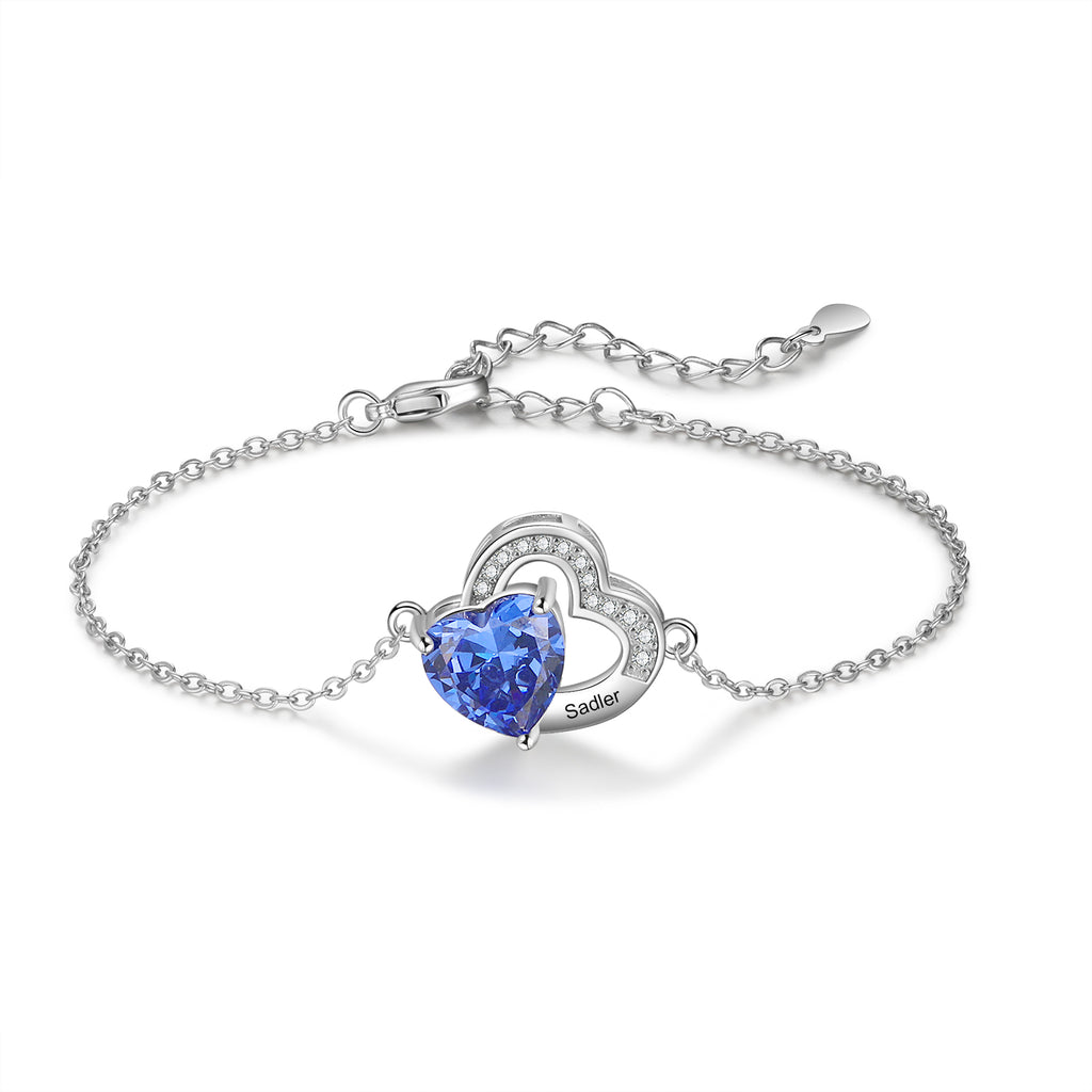 Custom Birthstone Heart Bracelet