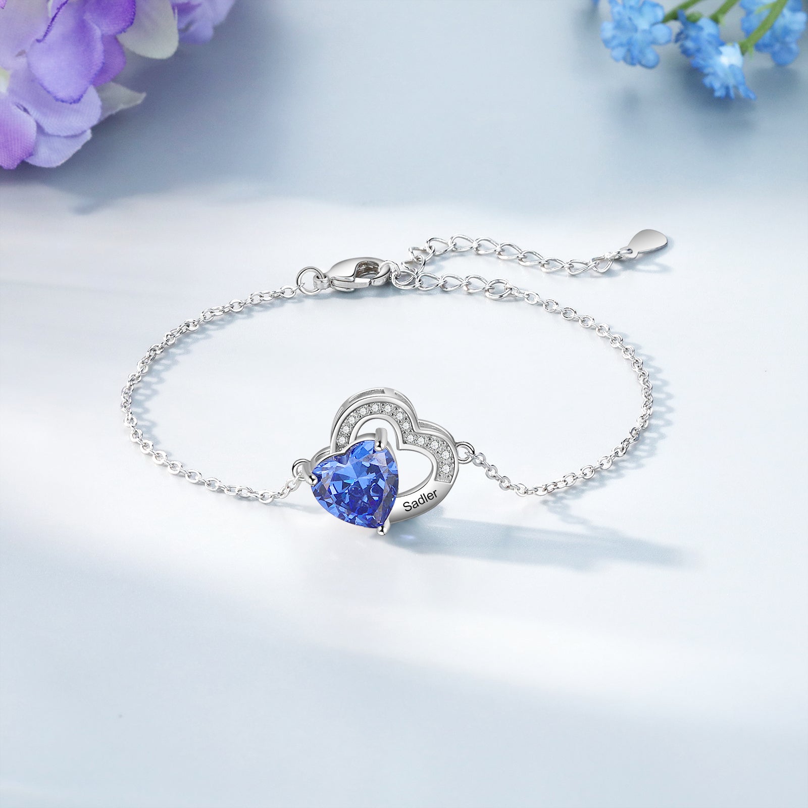 Custom Birthstone Heart Bracelet