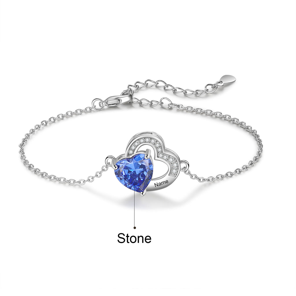 Custom Birthstone Heart Bracelet