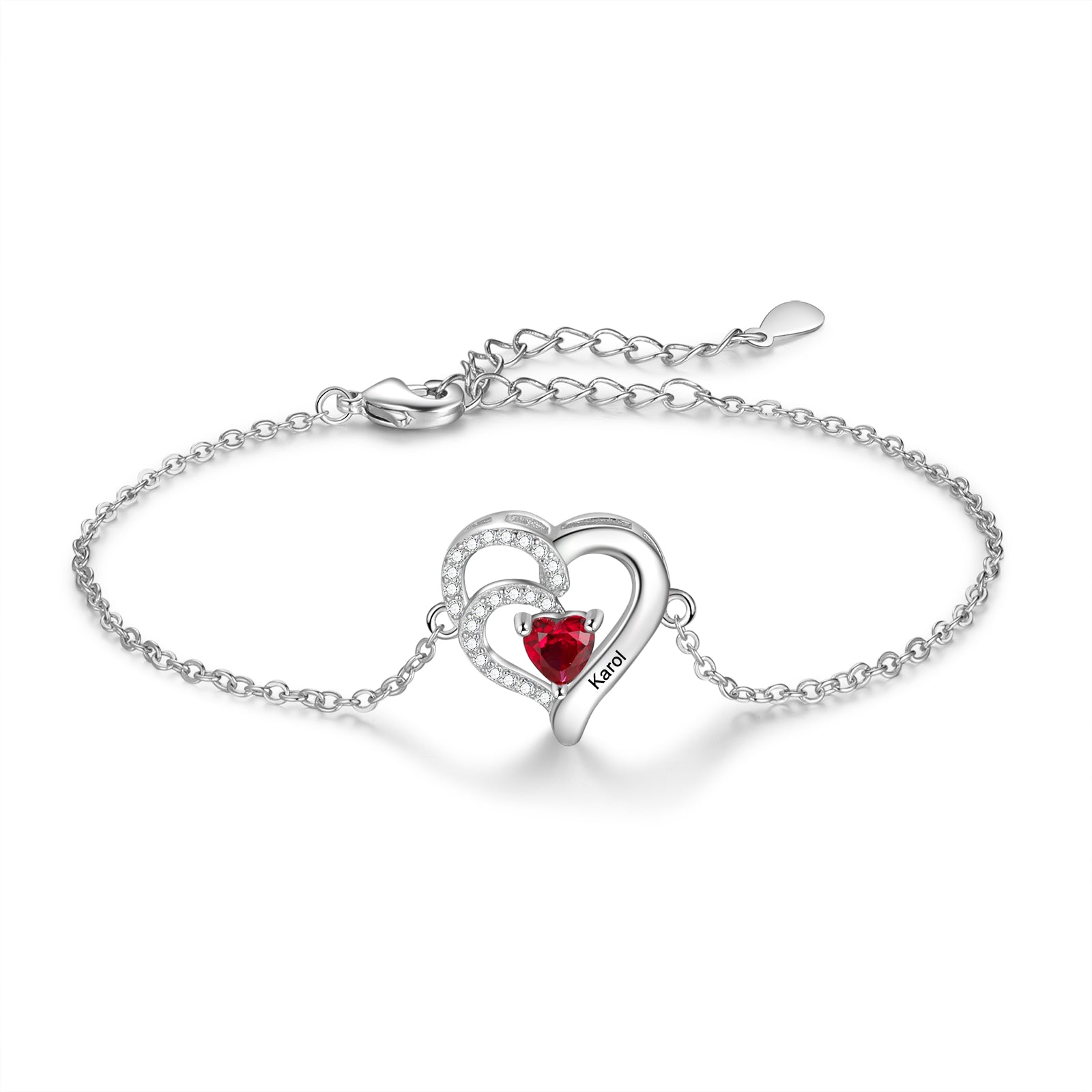 Custom Birthstone Heart Bracelet