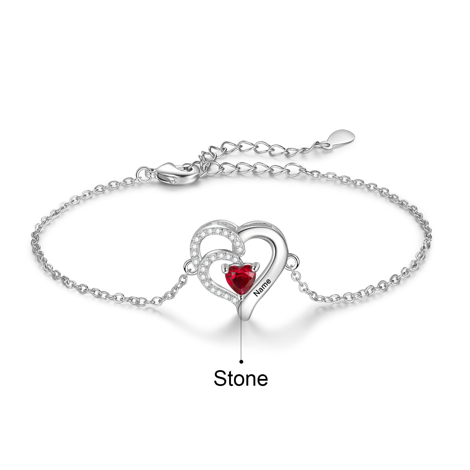 Custom Birthstone Heart Bracelet