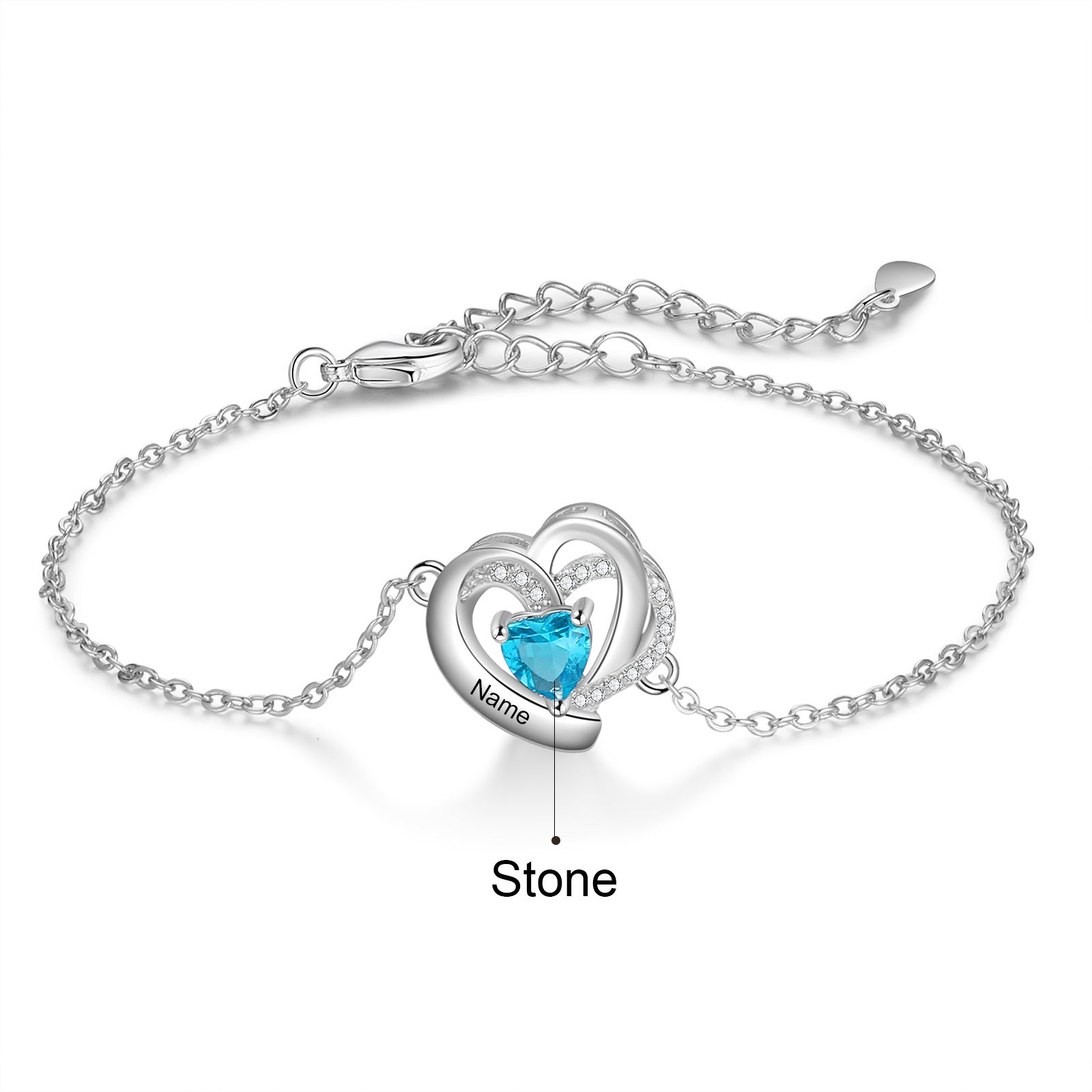 Custom Birthstone Heart Bracelet
