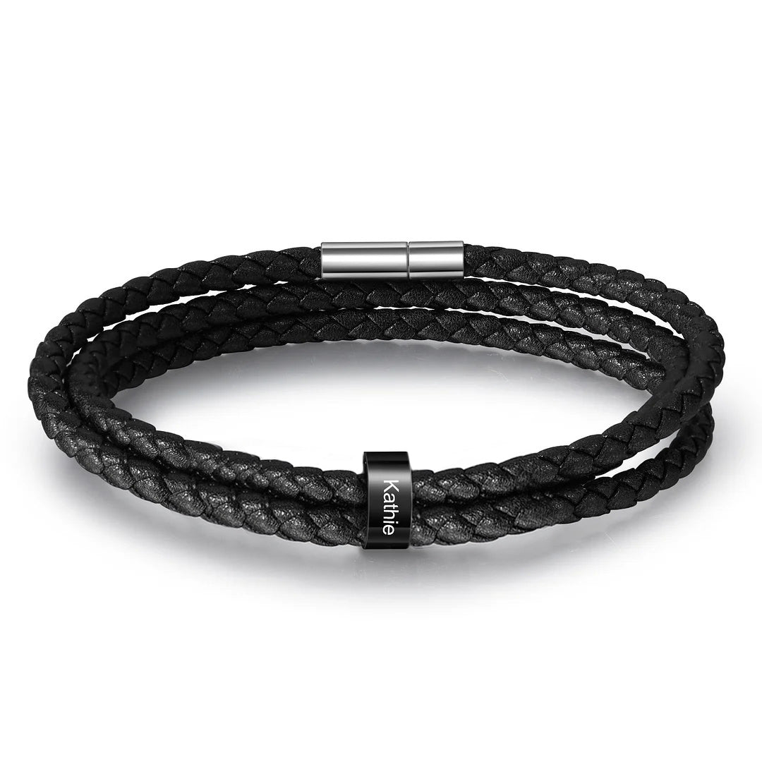 Custom Name Leather Bracelet