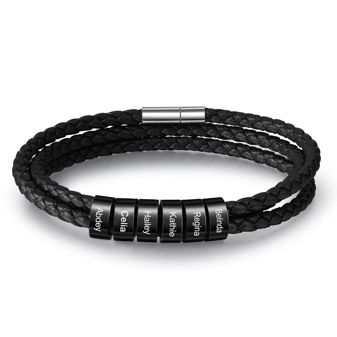 Custom Name Leather Bracelet