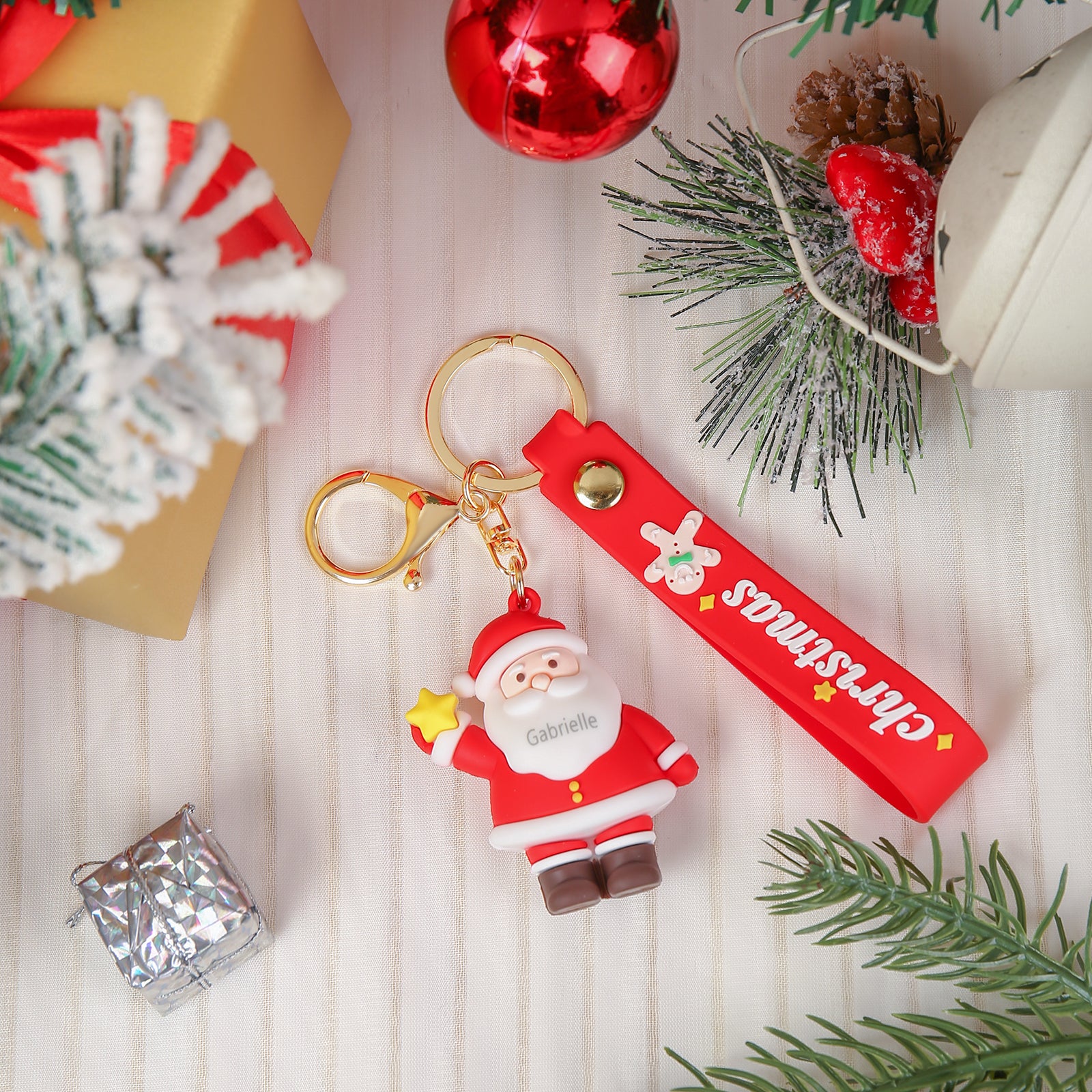 Custom Snowman Santa Keychain