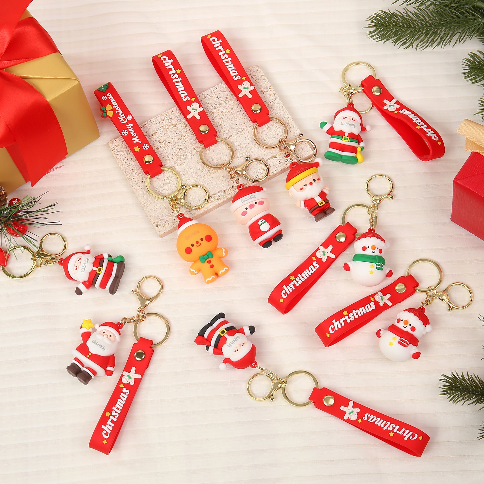 Custom Snowman Santa Keychain