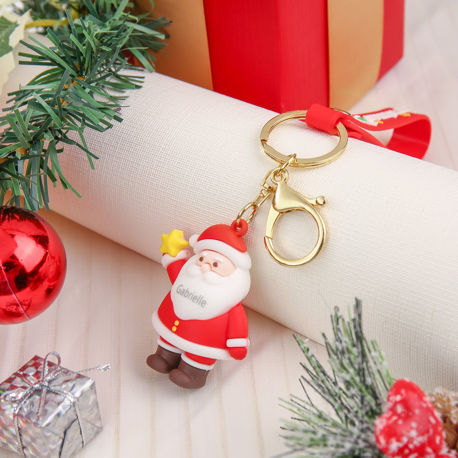 Custom Snowman Santa Keychain