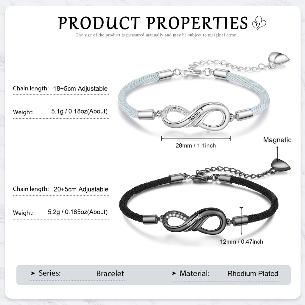 Custom Name Eight-Shaped Couple Bracelet