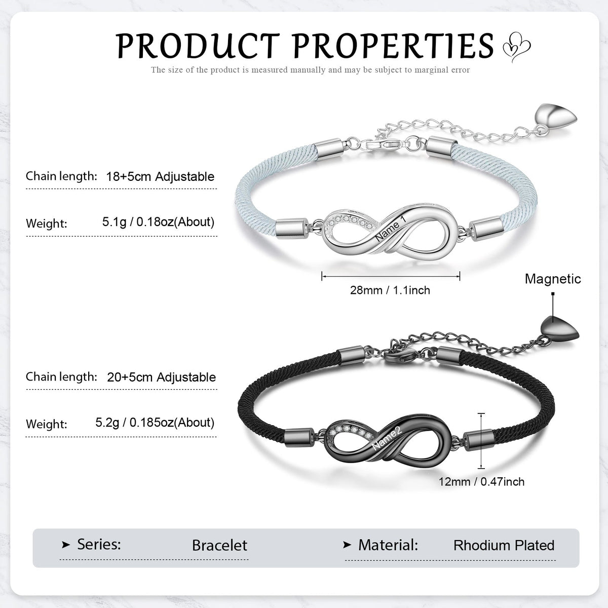 Custom Name Eight-Shaped Couple Bracelet