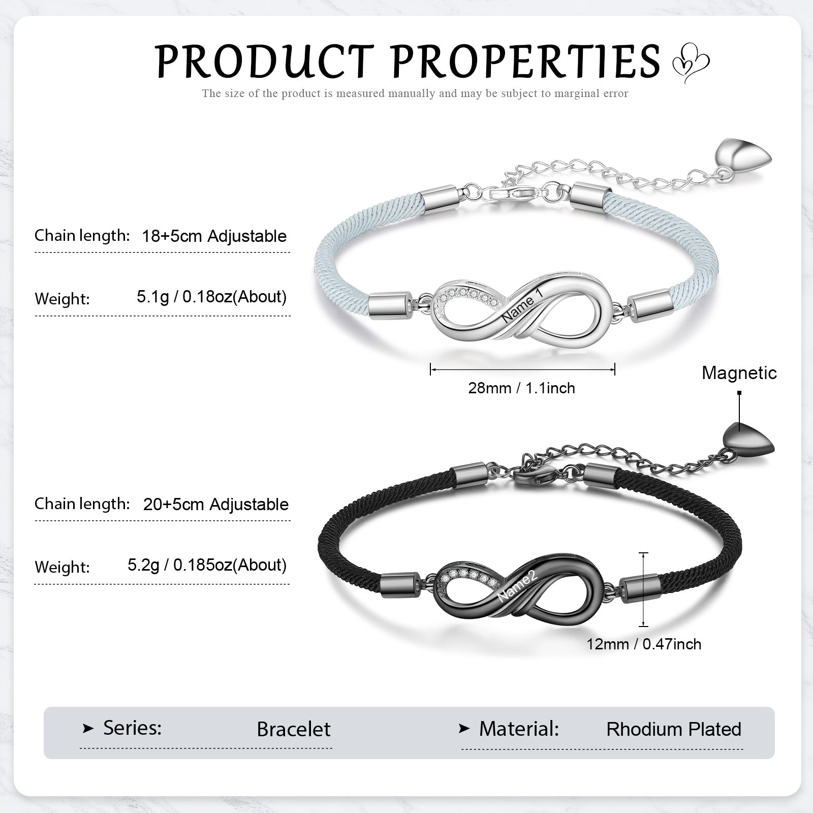 Custom Name Eight-Shaped Couple Bracelet