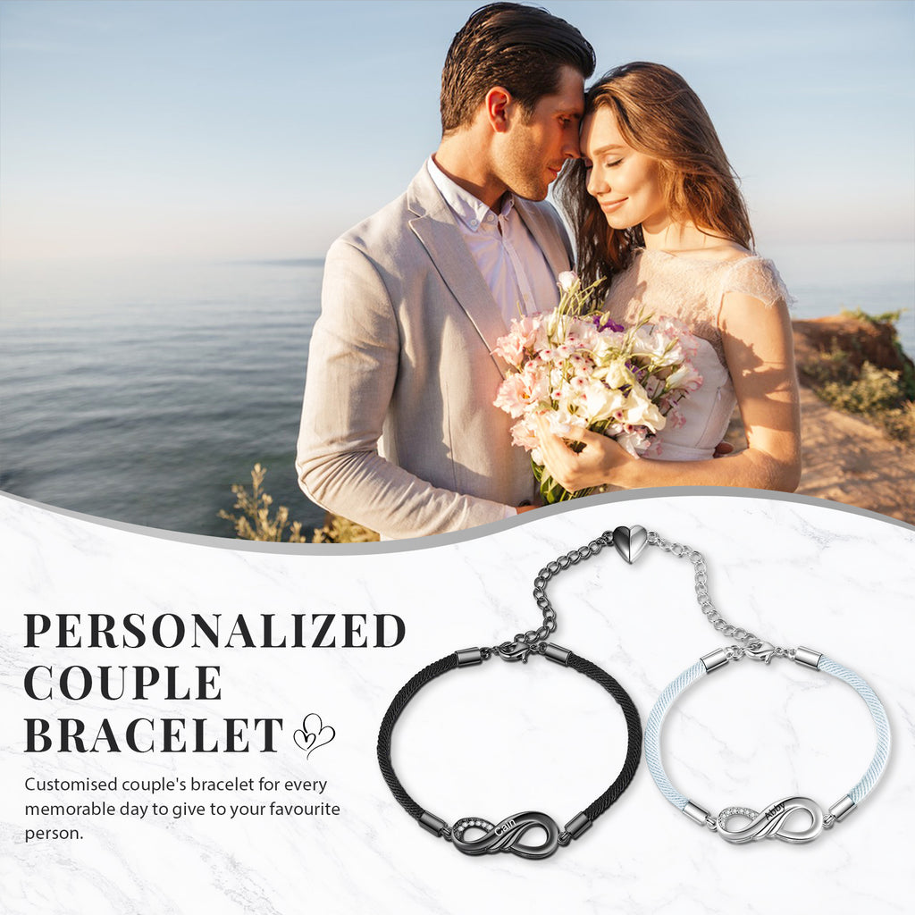 Custom Name Eight-Shaped Couple Bracelet