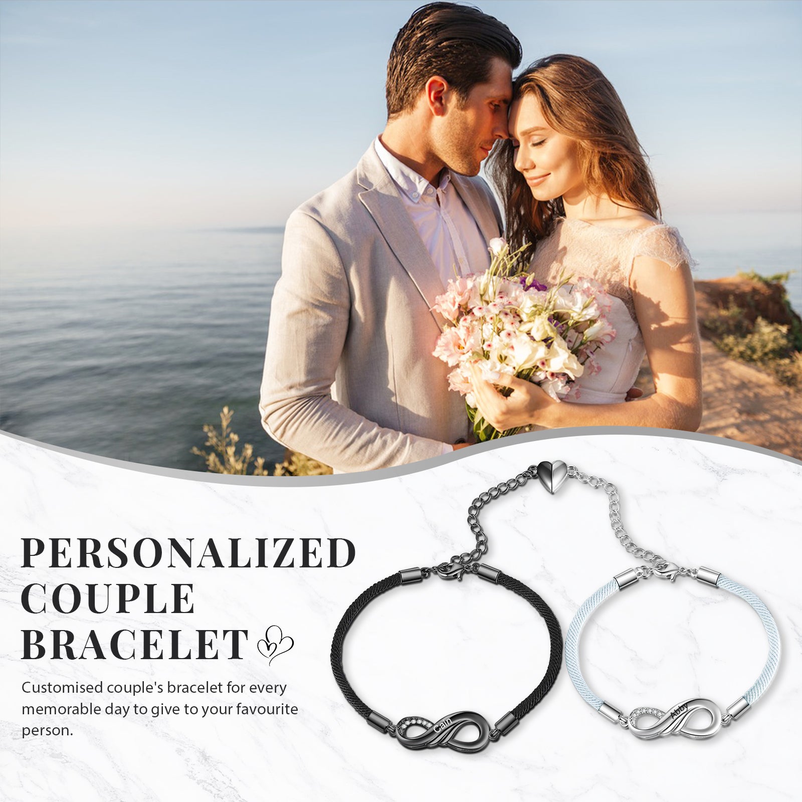 Custom Name Eight-Shaped Couple Bracelet