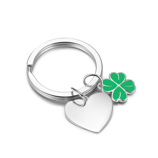 Custom Heart Four Leaf Clover Keychain