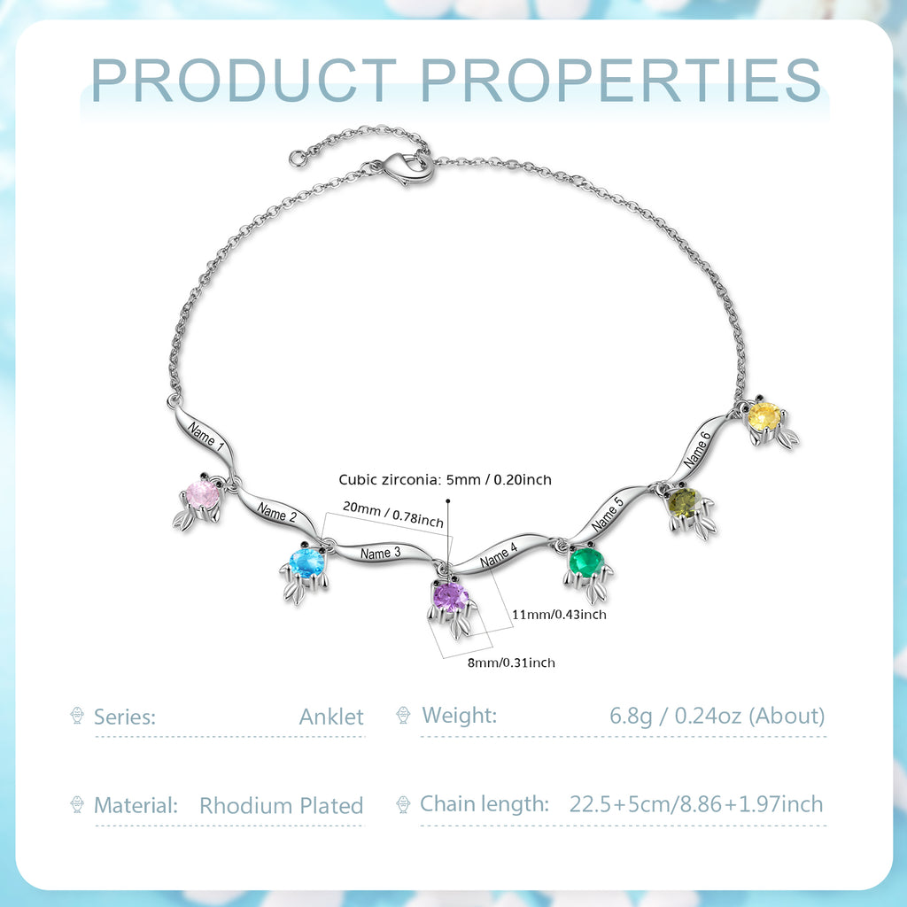 Custom Birthstone Anklet