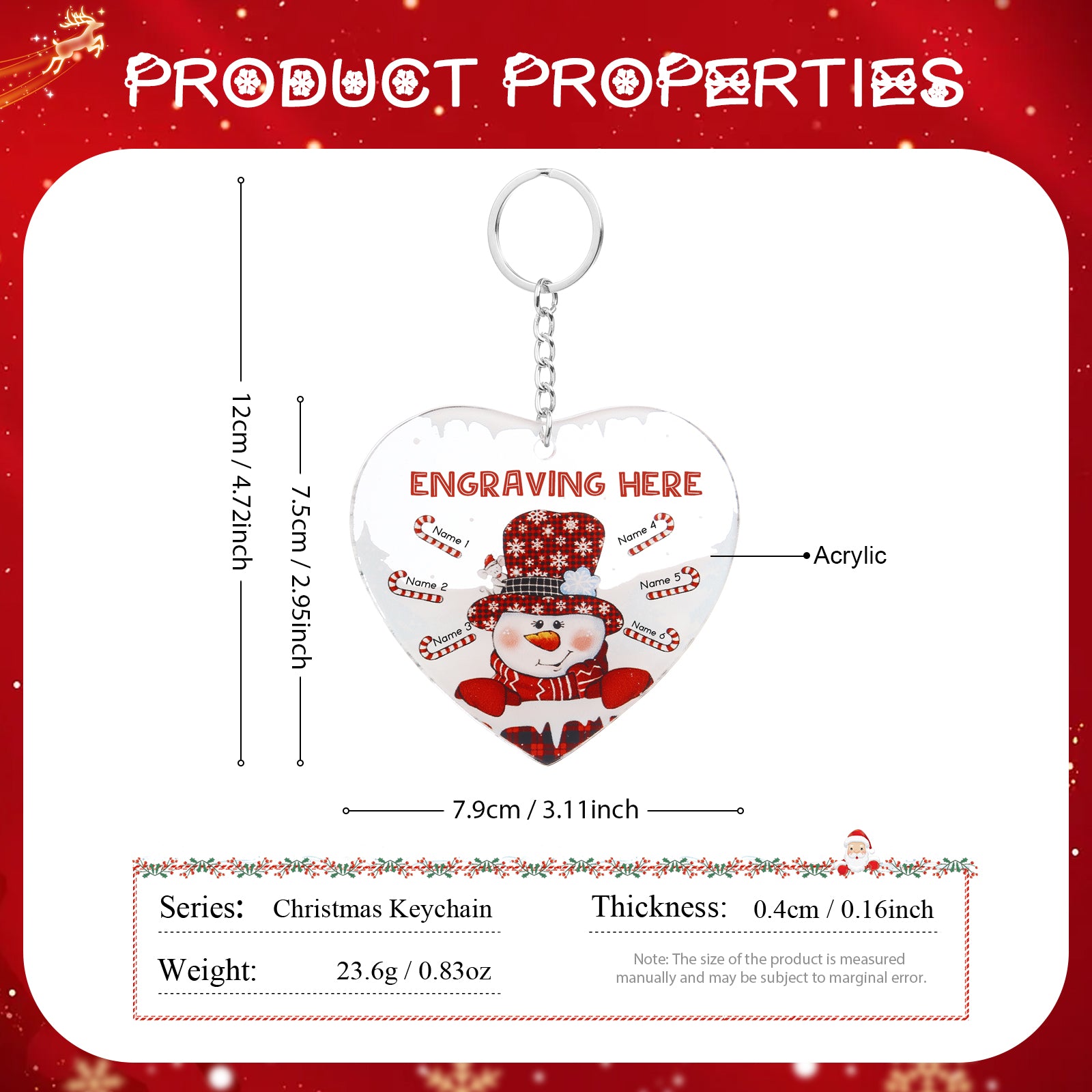 Christmas Decoration Custom Name  Keychain