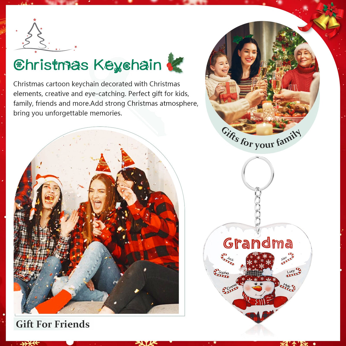 Christmas Decoration Custom Name  Keychain