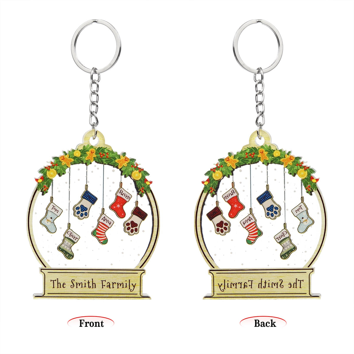 Christmas Decoration Custom Name Keychain