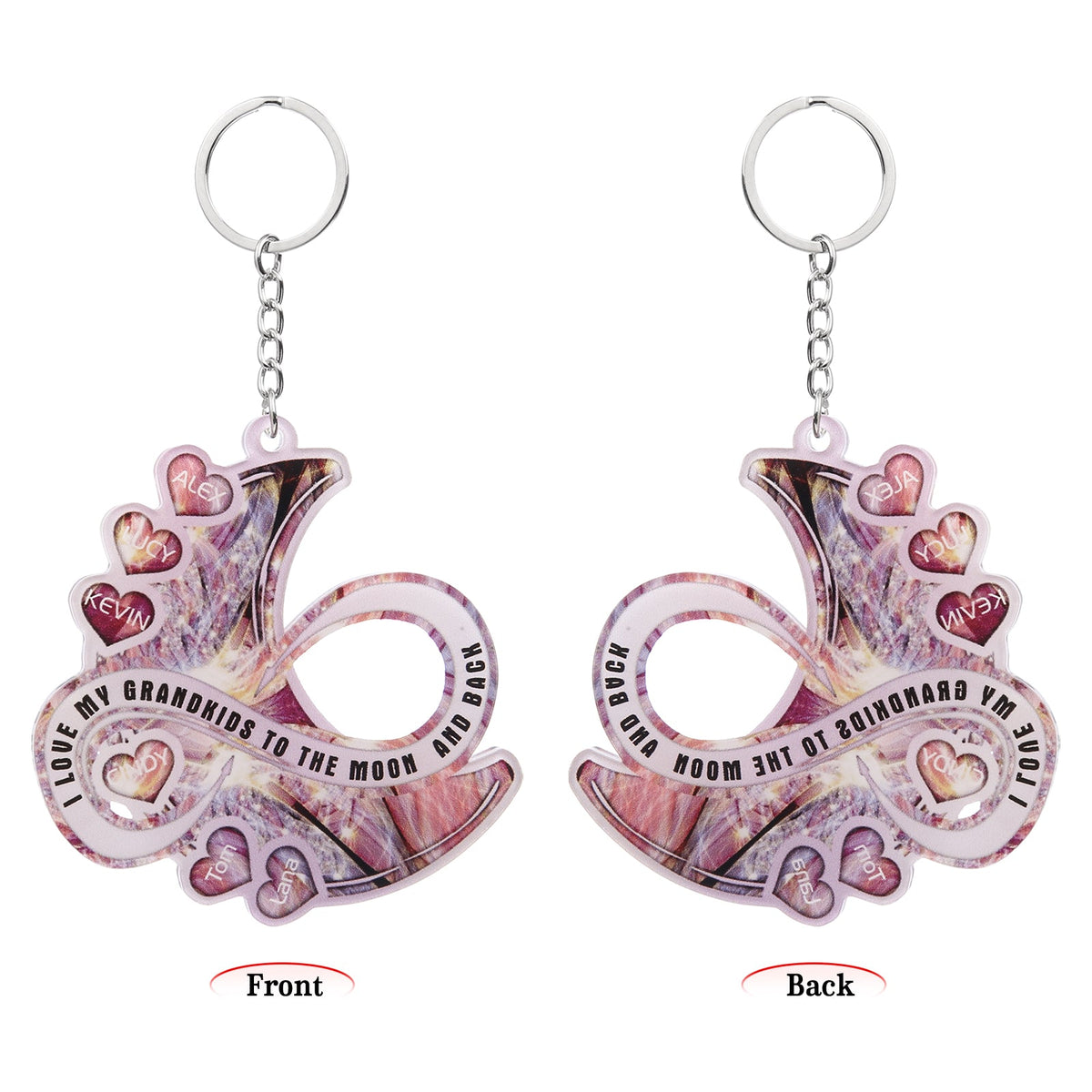 Custom Name Heart Moon Keychain