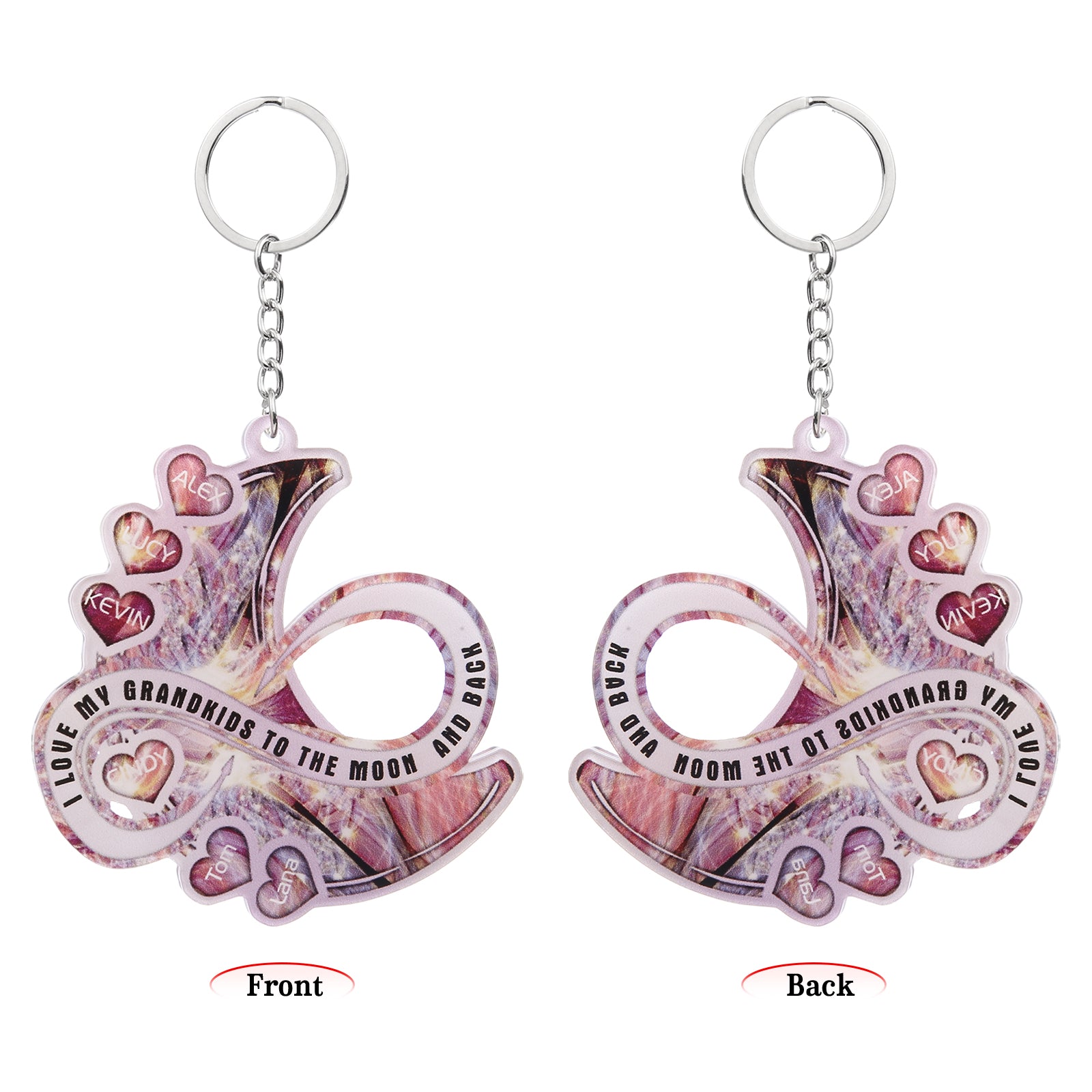 Custom Name Heart Moon Keychain