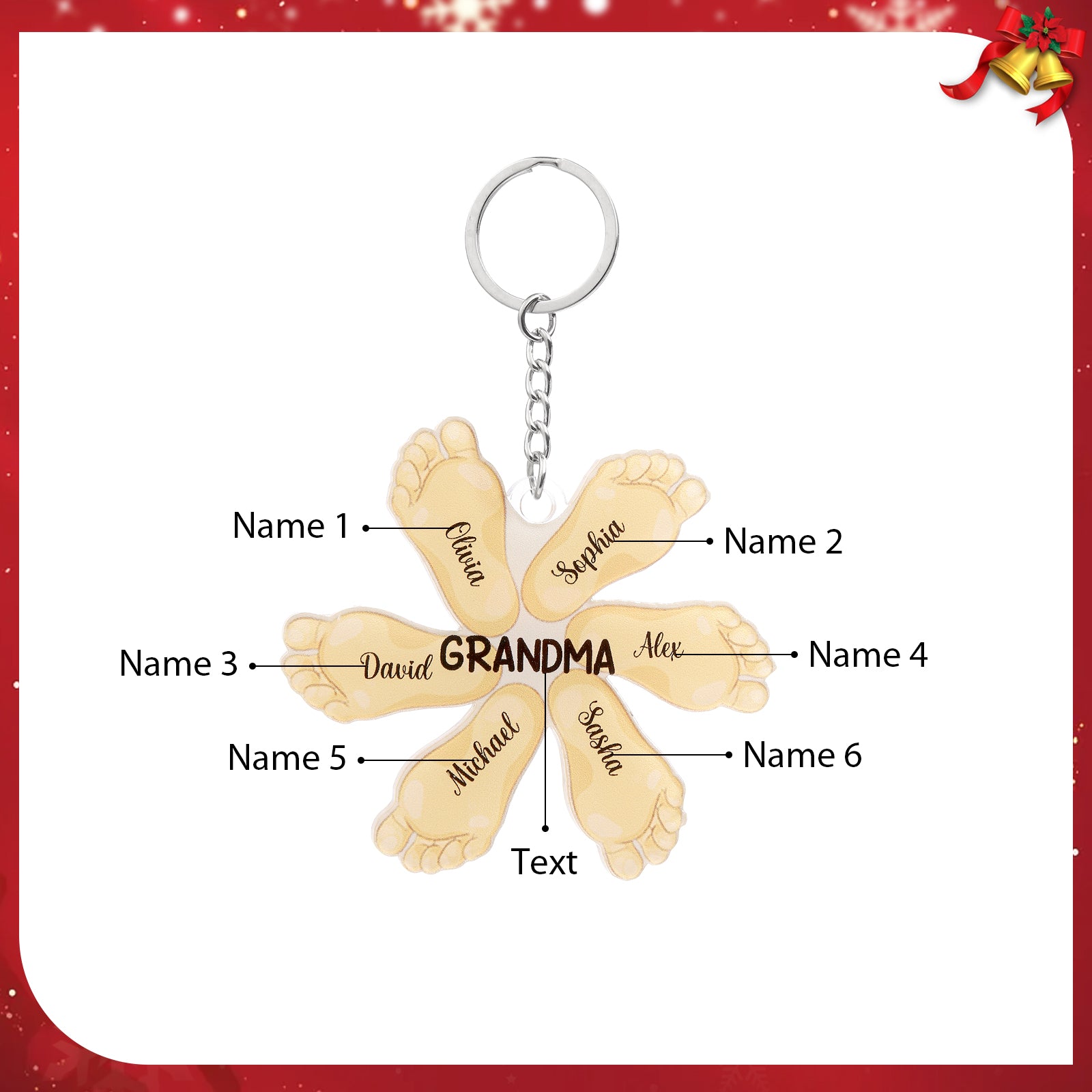 Christmas Decoration Custom Acrylic Name Sole Keychain