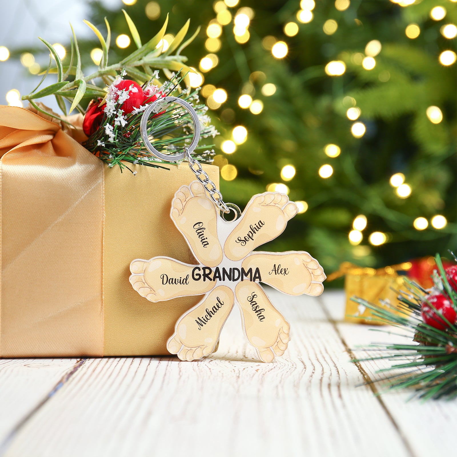 Christmas Decoration Custom Acrylic Name Sole Keychain