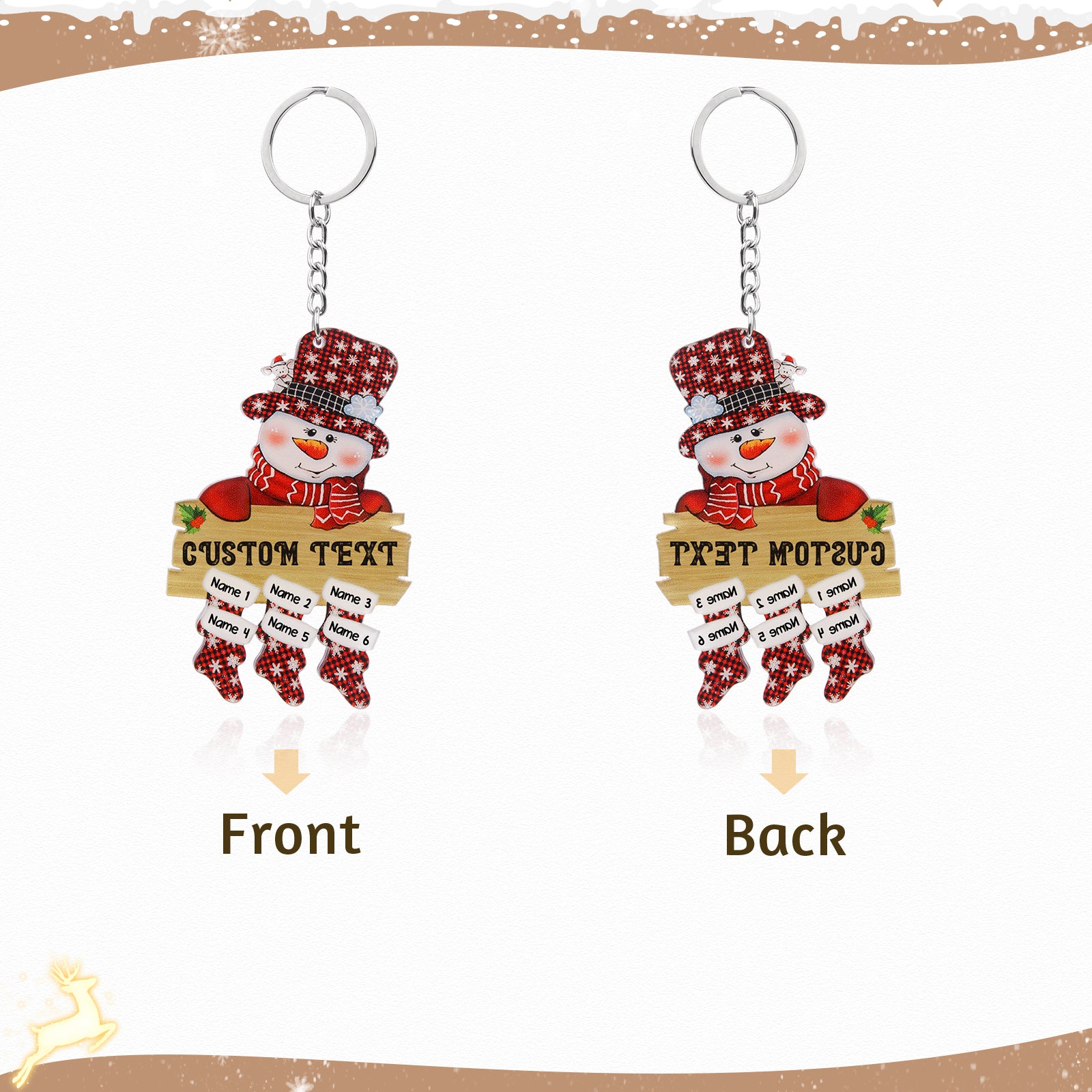 Christmas Decoration Custom Name Snowman Keychain