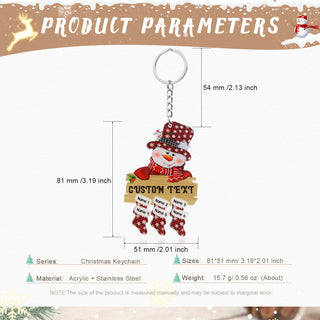 Christmas Decoration Custom Name Snowman Keychain