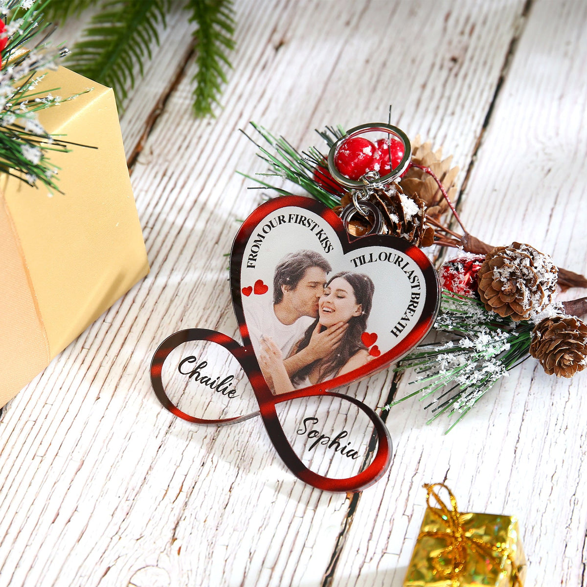 Christmas Decoration Custom Acrylic Heart Keychain