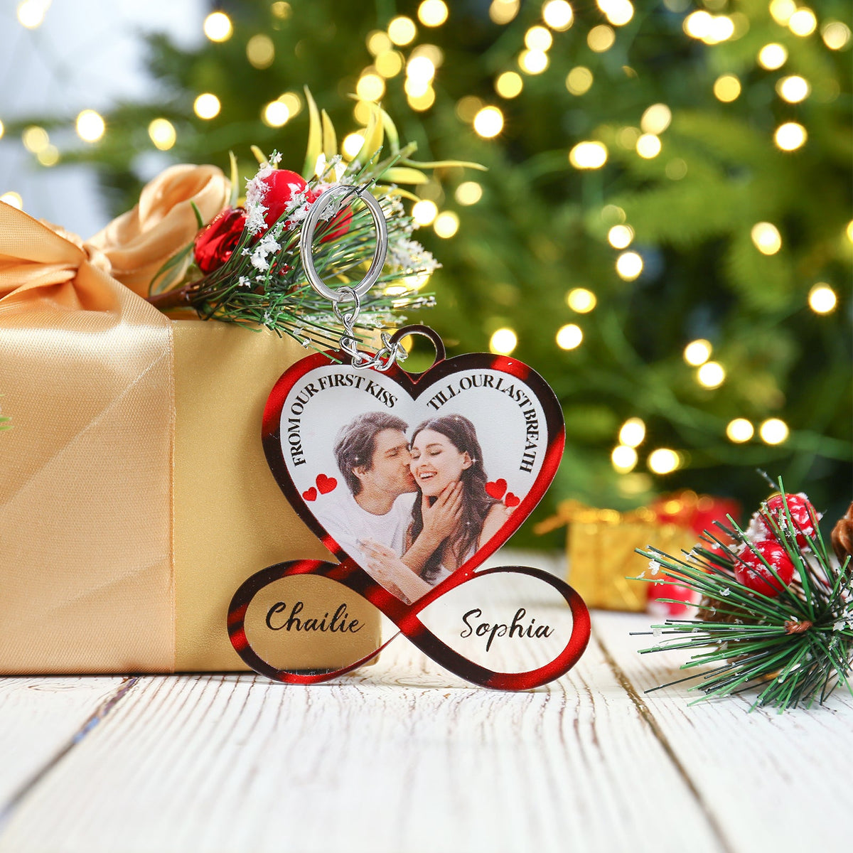 Christmas Decoration Custom Acrylic Heart Keychain