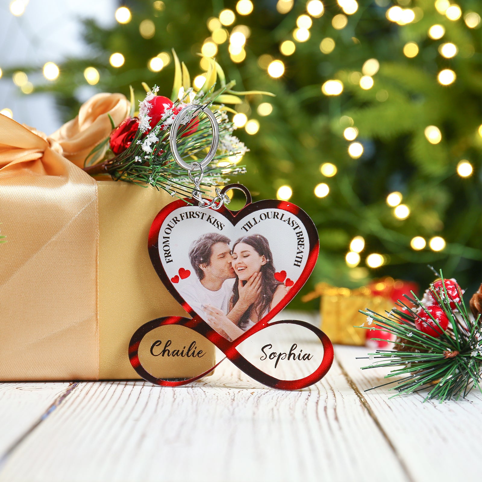 Christmas Decoration Custom Acrylic Heart Keychain