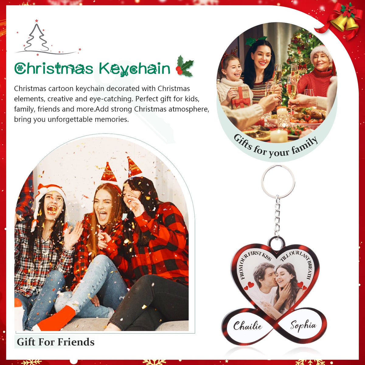 Christmas Decoration Custom Acrylic Heart Keychain