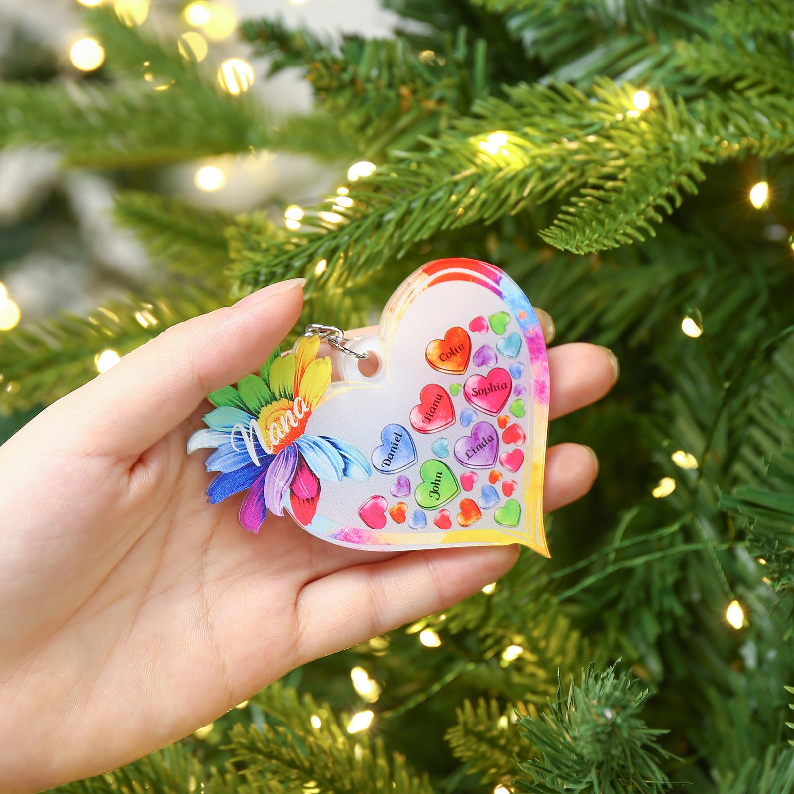 Christmas Decoration Custom Name Heart Keychain